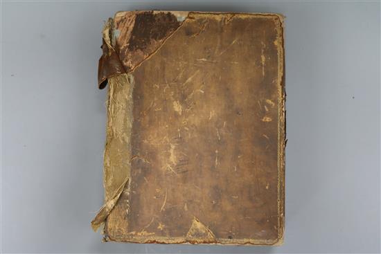 Bible in English, quarto, rebound, 18th century calf, boards almost detached, bound with Psalmes and New